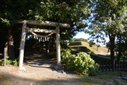 諏訪神社鳥居と三の曲輪土塁